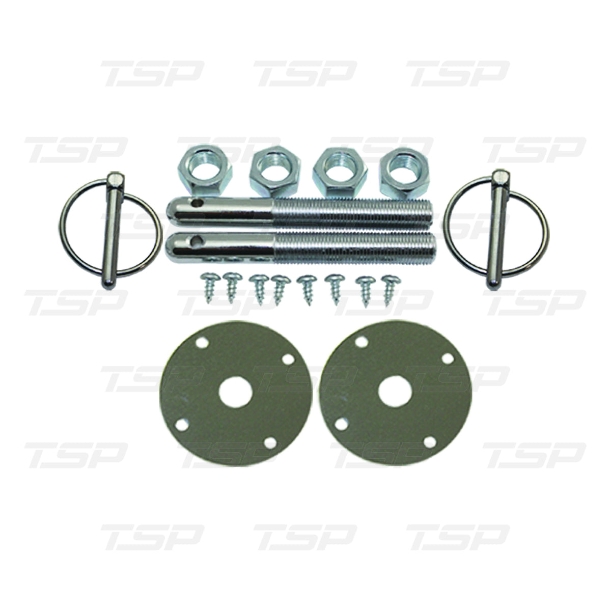 SP7712 4" X 1/2" HOOD PIN KIT WITH 1/4" TORSION (FLIPOVER) CLIPS The