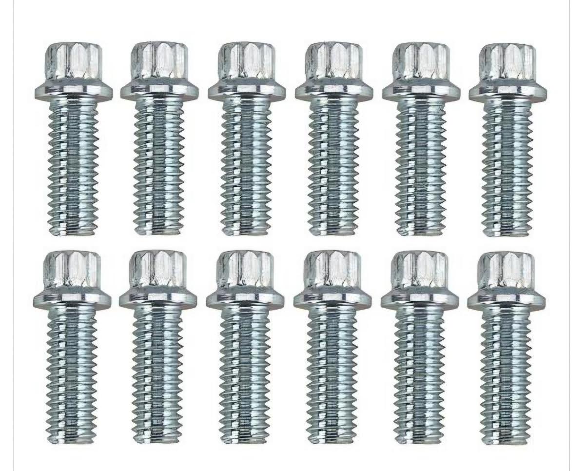 Header Bolts, Zinc, SBC/BBM, 12-POINT, 3/8-16 X 1" UHL, pack of 12