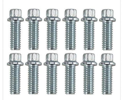 Header Bolts, Zinc, SBC/BBM, 12-POINT, 3/8-16 X 1" UHL, pack of 12