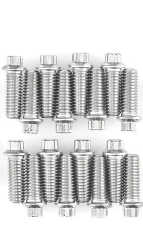 Header Bolts, Zinc, BBC/SBF/BBF, 12-POINT, 3/8-16 X 1" UHL, pack of 16