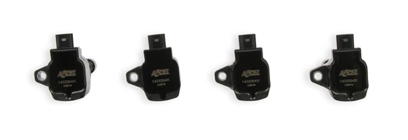 ACCEL IGNITION COILS - 2015-2020 HONDA CIVIC 2.0L, 2.0L TURBO AND FIT 1.5L 4-CYLINDER, BLACK, 4-PACK