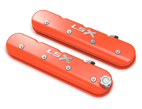 TALL LS VALVE COVER WITH LSX LOGO - FACTORY ORANGE MACHINED FINISH