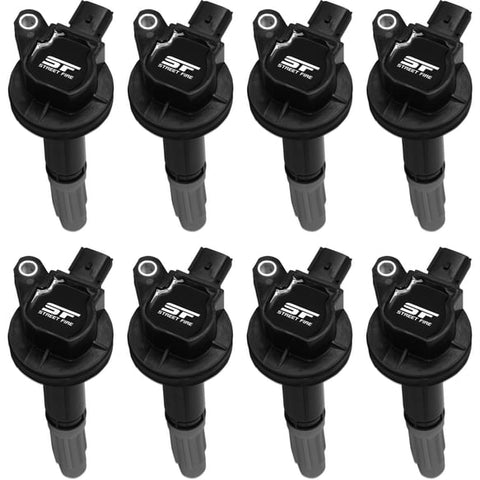 STREET FIRE IGNITION COILS 2011-2016 FORD 5.0L 4-VALVE ENGINES, BLACK, 8-PACK