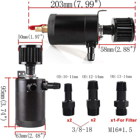 Universal Aluminum Baffled Oil Reservoir Catch Can Tank