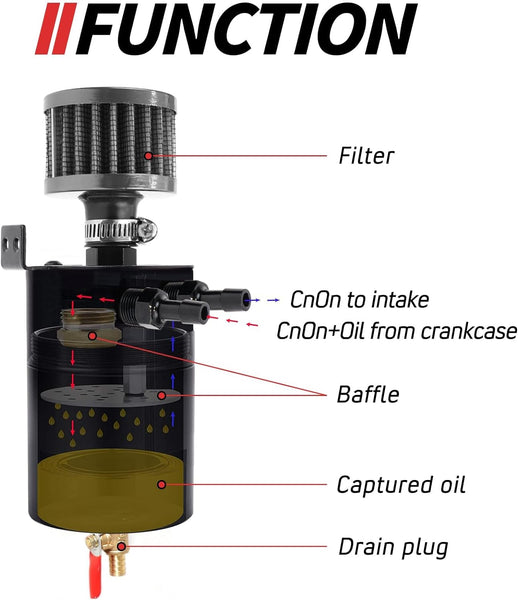 Universal Aluminum Baffled Oil Reservoir Catch Can Tank