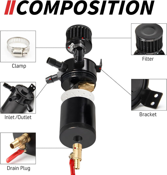 Universal Aluminum Baffled Oil Reservoir Catch Can Tank