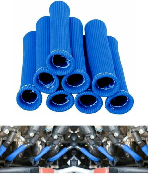 Spark Plug Wires Boots Heat Shields Protector Covers Sleeves 8 Pack (Blue)