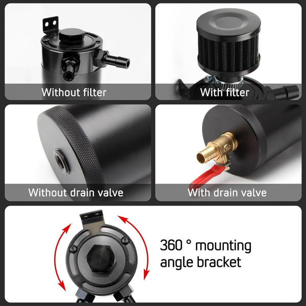 Universal Aluminum Baffled Oil Reservoir Catch Can Tank