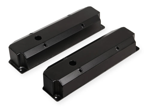 Holley Sniper Fabricated aluminum valve covers, black powder-coated. Mopar Big Block 383-440