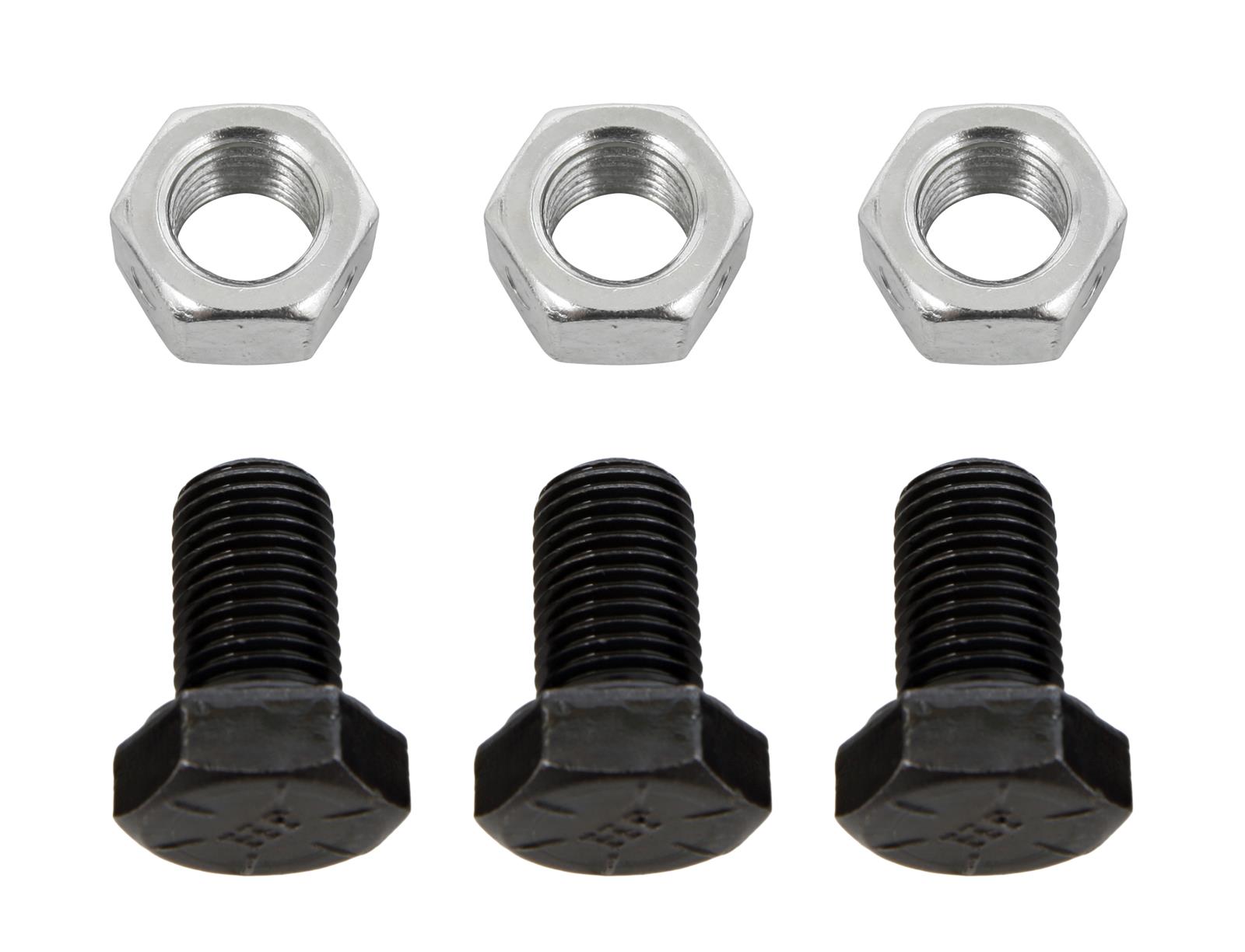 Torque Converter Bolts, Grade 8, Black Oxide, 3/8-24 in., Hex Head, Steel, Chevy, TH350, Powerglide, Set of 3