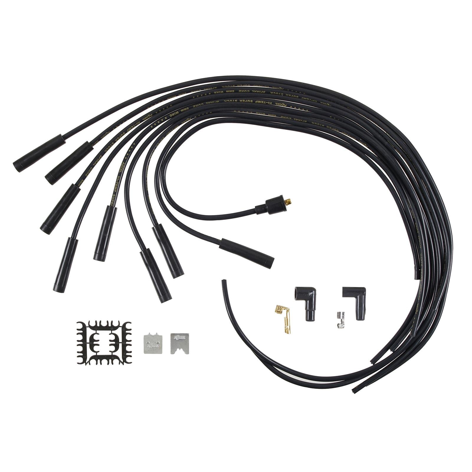 5040K Accel Spark Plug wire set, 8mm, 5000 series. Black, Universal, Straight Boot