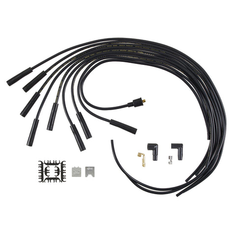 5040K Accel Spark Plug wire set, 8mm, 5000 series. Black, Universal, Straight Boot
