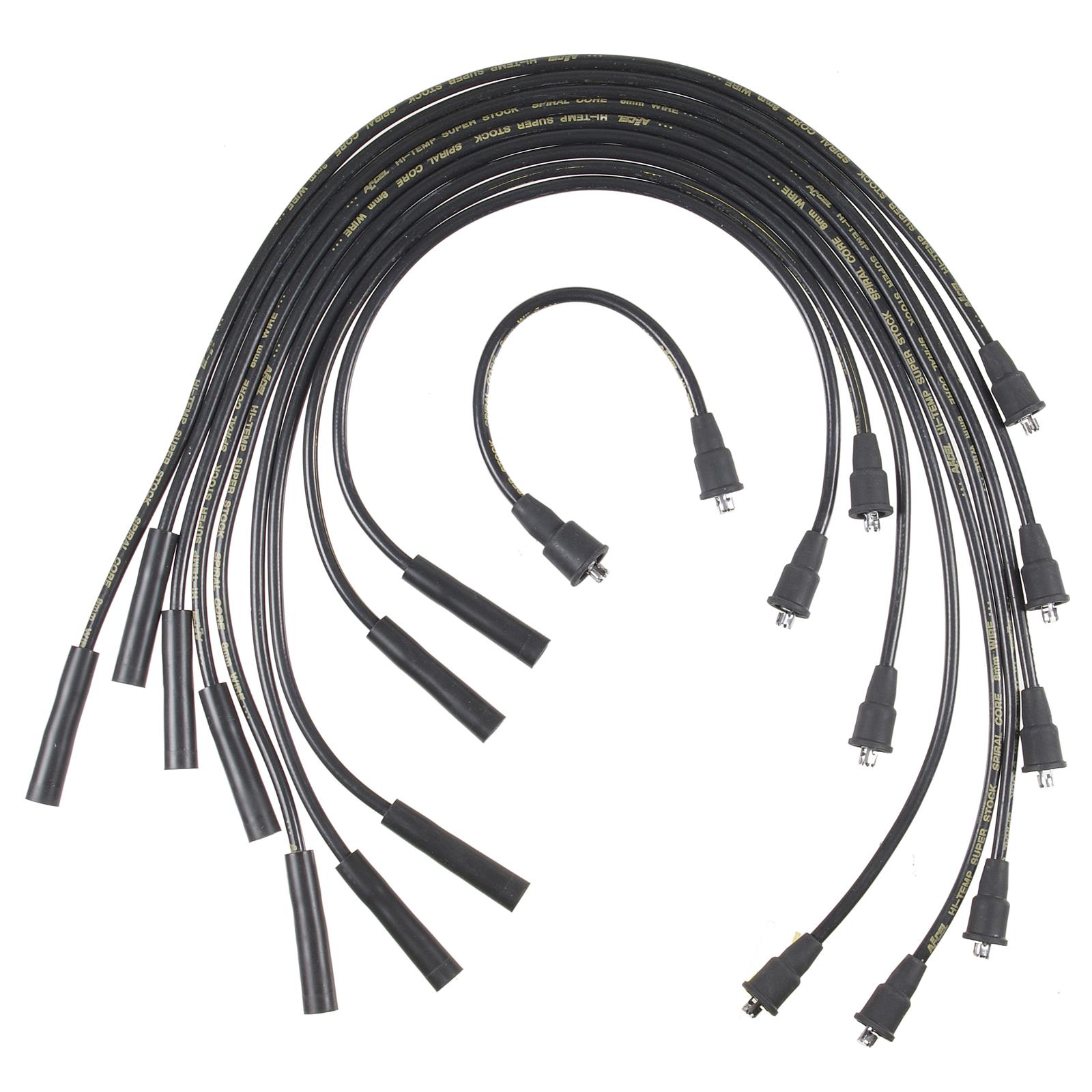 Accel 5043K Spark Plug Wires, Super Stock, Spiral Core, 8mm, NON-HEI, Black, Stock Boots, GM V8, Set