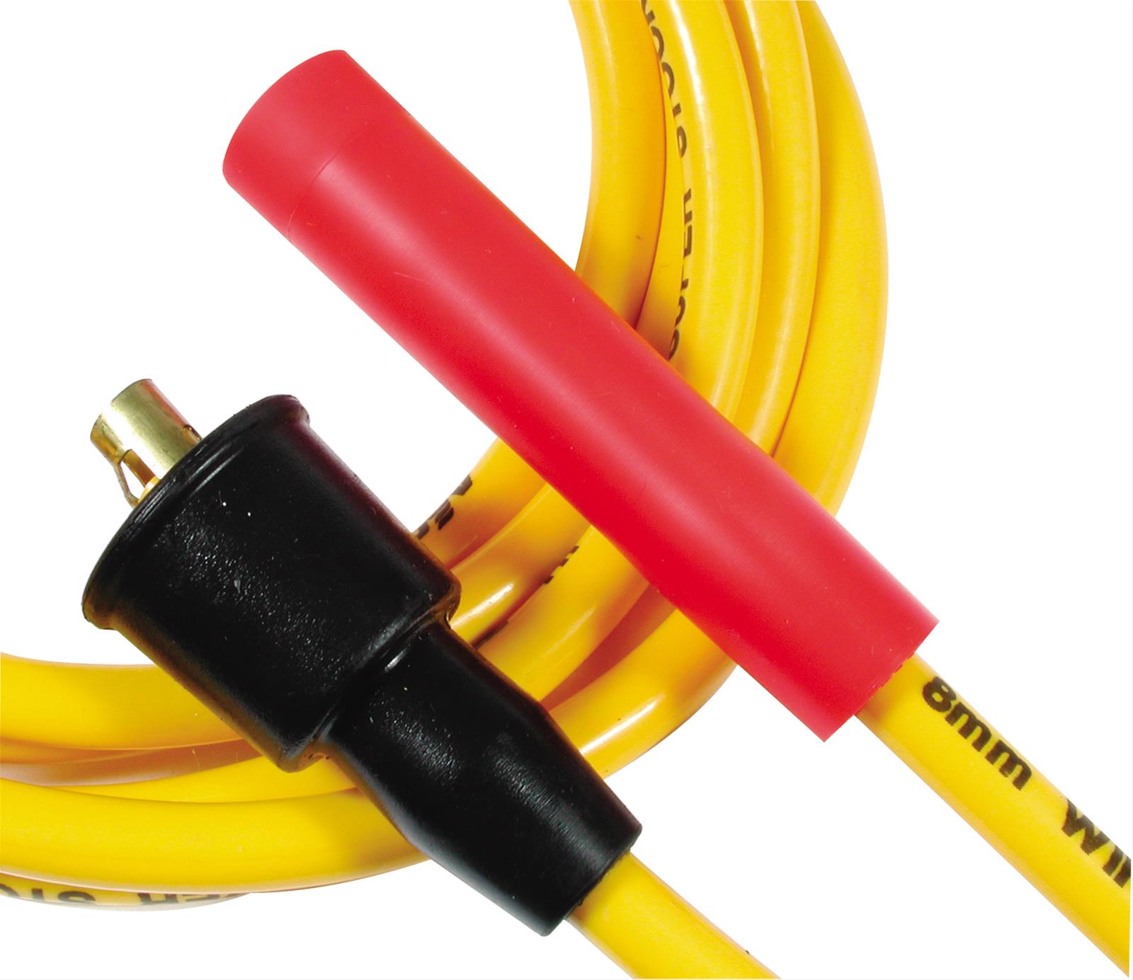 5047Y Accel park Plug Wires, Super Stock, Spiral Core, 8mm, Yellow, Stock Boots, AMC, Ford, Mopar, V8, Set
