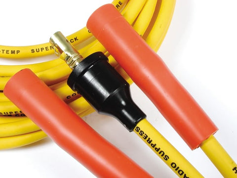 Accel 4021ACC SPARK PLUG WIRE SET - UNIVERSAL FIT - STRAIGHT BOOTS - 6 CYL - YELLOW This 8mm universal fit ACCEL Super Stock graphite core spark plug wire set is made for 6 cylinder applications with straight boots.