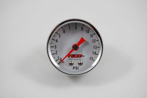 AED 6100 0-15 psi fuel pressure gauge, 1/8 NPT, dry, mechanical chrome bezel with white face