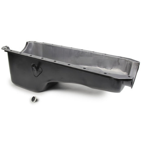 SP7444BK Engine Oil Pan 4 qt Stock Depth Steel - Black - Big Block Chevy