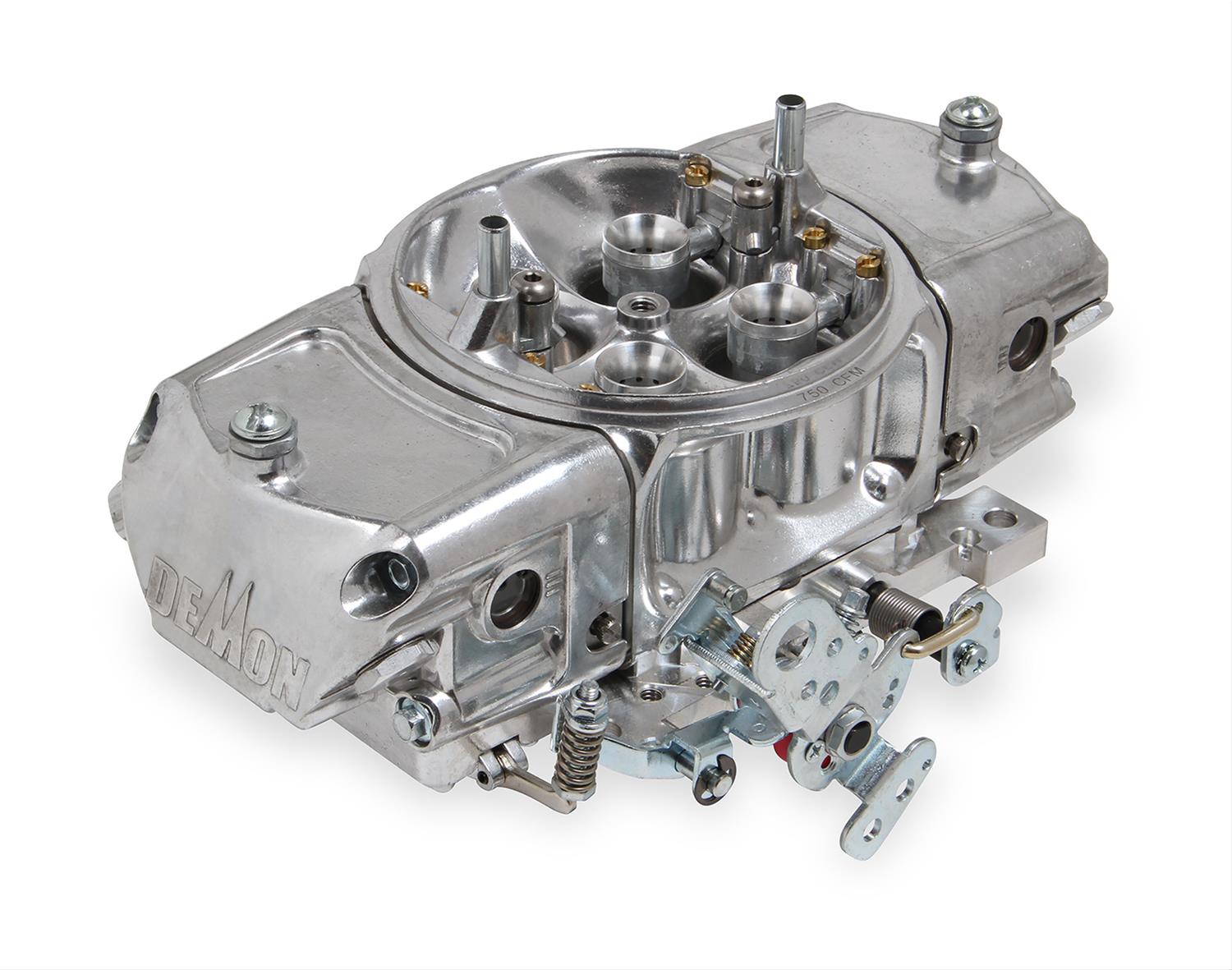 Demon MAD-850-AN Carburetor, Mighty Demon, 850 cfm, Mechanical Secondary, 4-Barrel, Dual Inlet, Silver, Annular Booster, no choke