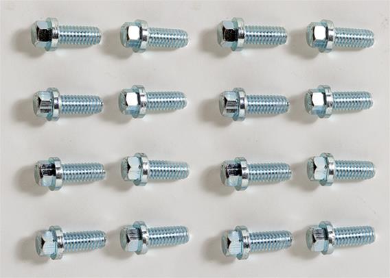 Header Bolts 3/8-16 x 1.00, Zinc Plated, BBC, SBF, BBF (set of 16)