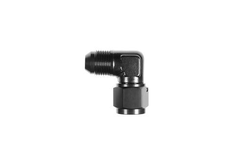 Redhorse Performance Fitting, Coupler, Union, AN to AN, 90 Degree, Aluminum, Black Anodized, -6 AN, -6 AN, Swivel