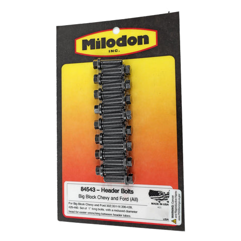 Header Bolts, 3/8-16 x 1.0, Black Oxide, BBC, SBF, BBF, (set of 16)
