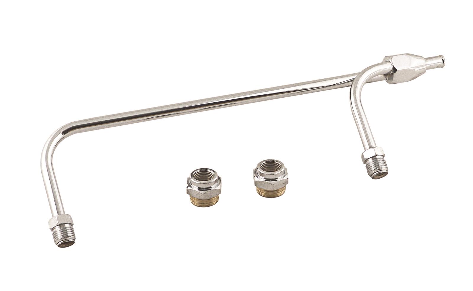 Mr. Gasket 1552  dual feed fuel line, chrome. 4150 style, 3/8 hose barb.
