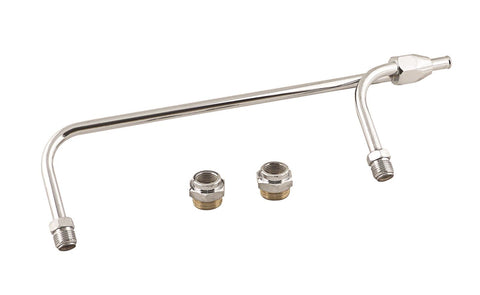 Mr. Gasket 1552  dual feed fuel line, chrome. 4150 style, 3/8 hose barb.