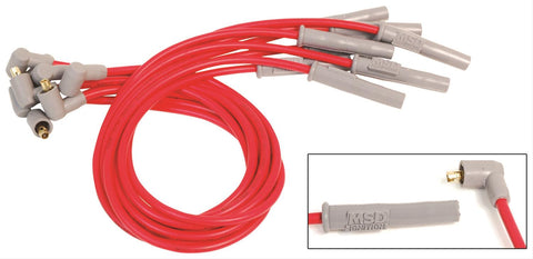 MSD 31389 Spark Plug Wires, Super Conductor, Spiral Core, 8.5mm, Red, Multi-Angle Boots, Ford, V8, Set