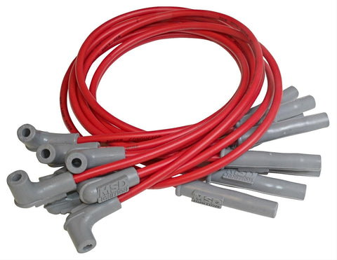 MSD 32789 Spark Plug Wires, Super Conductor, Spiral Core, 8.5mm, Red, Multi-Angle Boots, Pontiac, 3.8L, Set