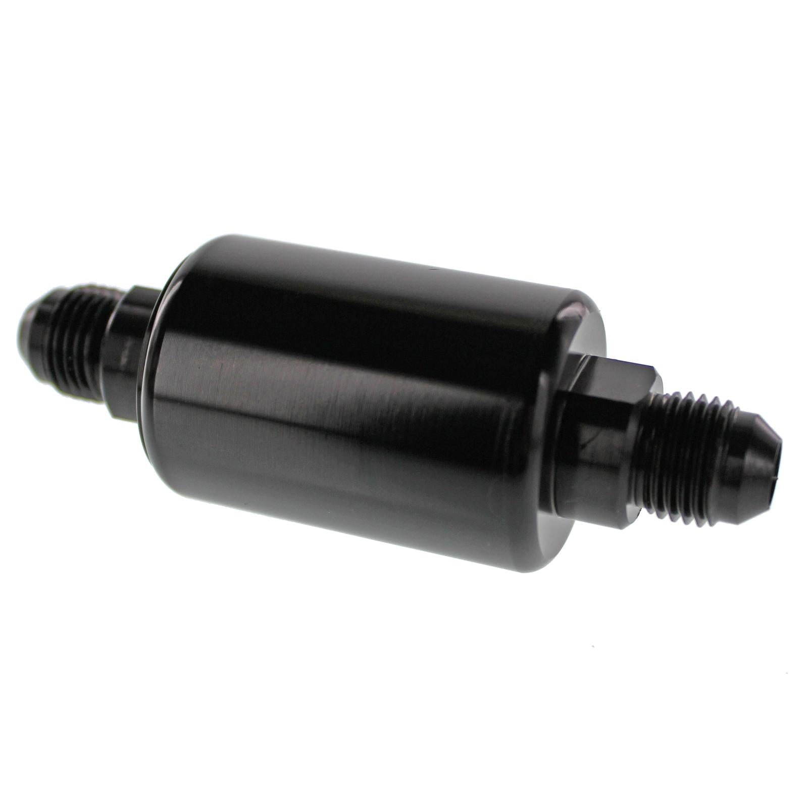 Fuel Filter, Full Flow, Inline, 40 microns, Aluminum, Black Anodized, -6 AN Male Inlet/Outlet, stainless Element