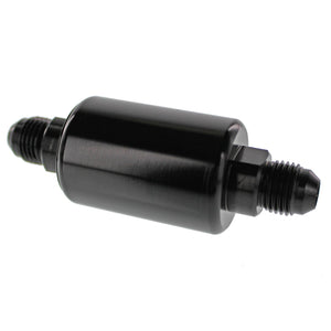 Fuel Filter, Full Flow, Inline, 40 microns, Aluminum, Black Anodized, -6 AN Male Inlet/Outlet, stainless Element