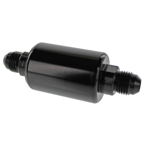 Fuel Filter, Full Flow, Inline, 40 microns, Aluminum, Black Anodized, -6 AN Male Inlet/Outlet, stainless Element