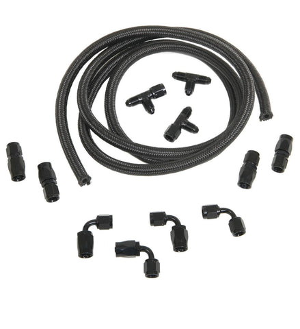 TFS Engine Steam Line, Two Hose, Black Braided Nylon, GM LS, Kit w/fittings