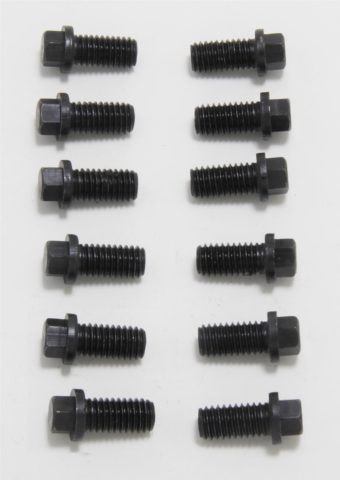 8885 Header Bolt, Steel, Black Oxide, Reduced Hex Head, 3/8 in.-16, 0.750 in. Length, Set of 12 for SBC