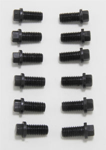 8885 Header Bolt, Steel, Black Oxide, Reduced Hex Head, 3/8 in.-16, 0.750 in. Length, Set of 12 for SBC