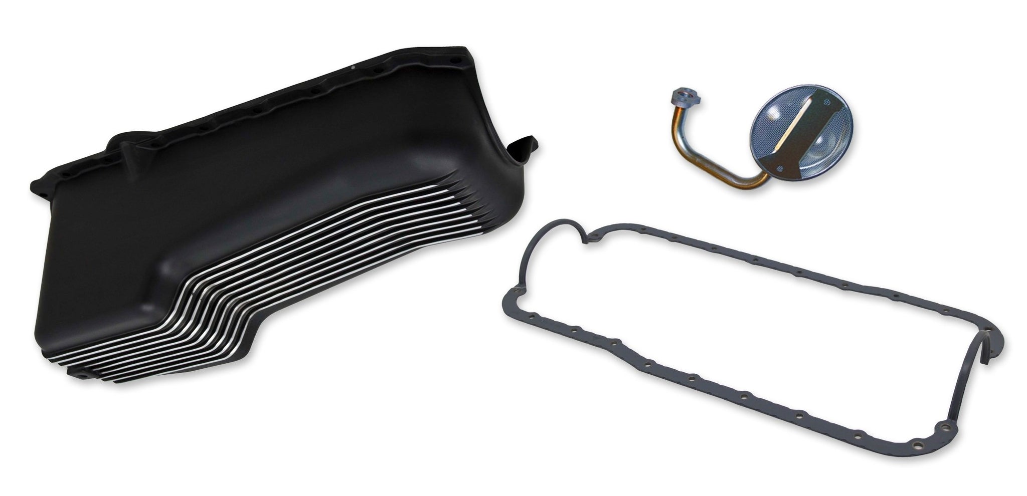 Weiand 6024FWND Finned Aluminum Oil Pan Kit 4QT- Black Finish -1965/1987 Small Block Ford