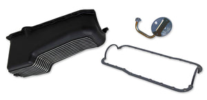 Weiand 6024FWND Finned Aluminum Oil Pan Kit 4QT- Black Finish -1965/1987 Small Block Ford