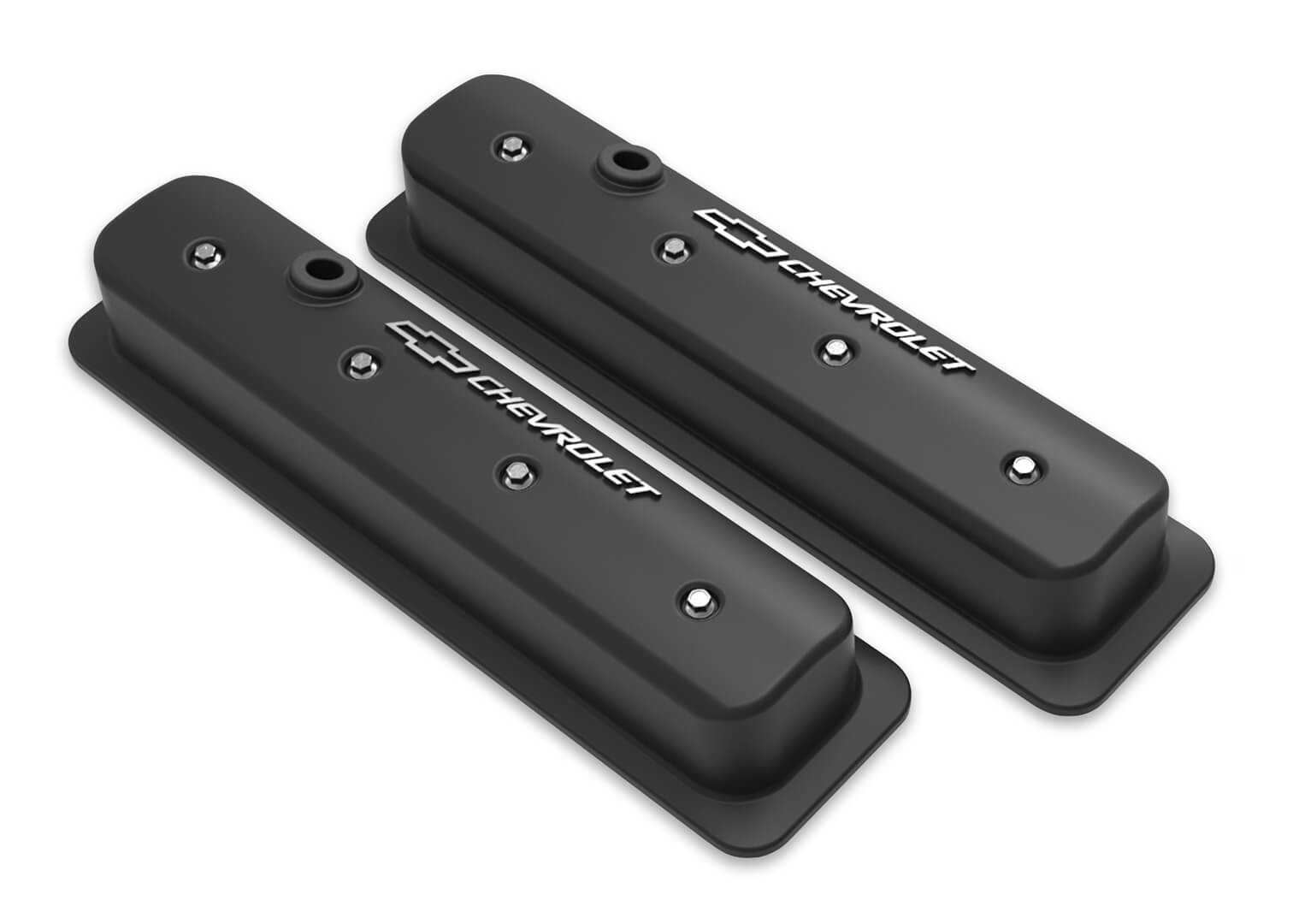 HOLLEY 241-292 GM MUSCLE SERIES CENTER BOLT VALVE COVERS SATIN BLACK MACHINED FINISH