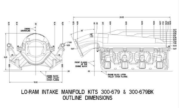 Holley 300-679BK Modular LO-RAM EFI Intake Manifold Kit Black Finish GM LS3/L92