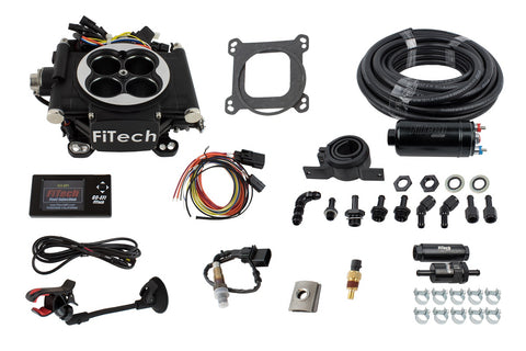 FiTECH Go EFI 4 Matte Black + In-line Fuel Pump Master Kit 31002