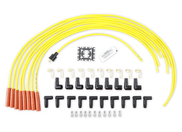 SPARK PLUG WIRE SET - 8MM - YELLOW WITH ORANGE STRAIGHT BOOTS