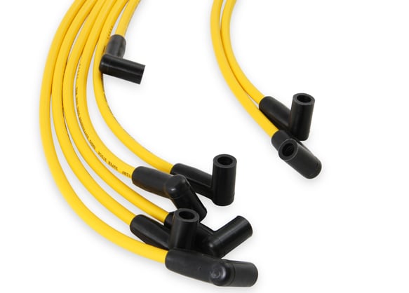 SPARK PLUG WIRE SET - 8MM - SUPER STOCK - GRAPHITE CORE - YELLOW WITH HEI STYLE BOOTS-