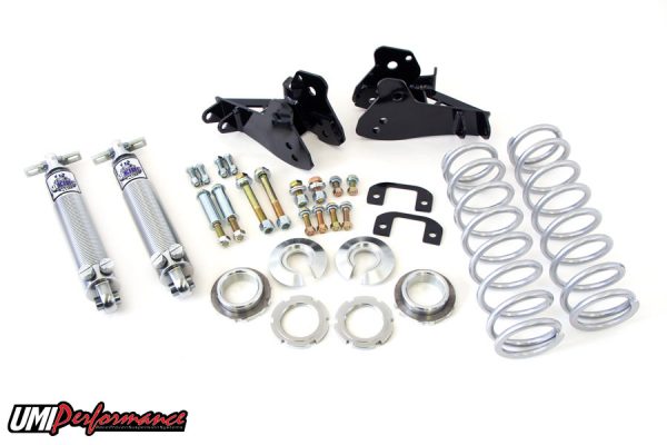 UMI Performance Rear Coilover Kit, Control Arm Relocation- Bolt In 150lb Springs 64-72 GM A-Body