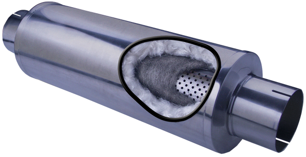 Diamond Eye 460031 4" Muffler; Single In/Single Out; Stainless; 30" Long
