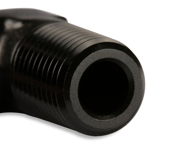 MR. GASKET 90 DEGREE 1/2 INCH HOSE TO 3/8 INCH NPT - BLACK