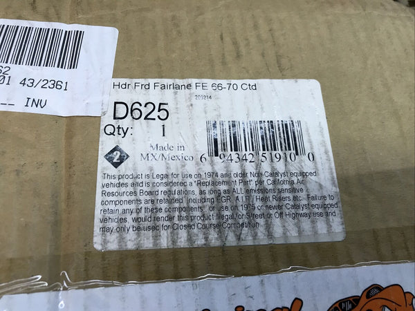 Doug's Headers D625 Ceramic Coated 66-69 Fairline Ranchero Comet Torino 390-428
