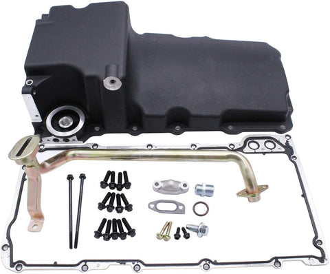 TAKPART Aluminum LS Swap Retrofit Oil Pan Rear Sump Black Compatible for Camaro Nova Chevelle