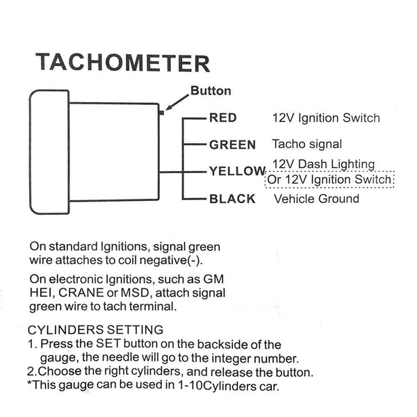 2" Tachometer 52mm Tacho Gauge 7 Color Tinted Meter