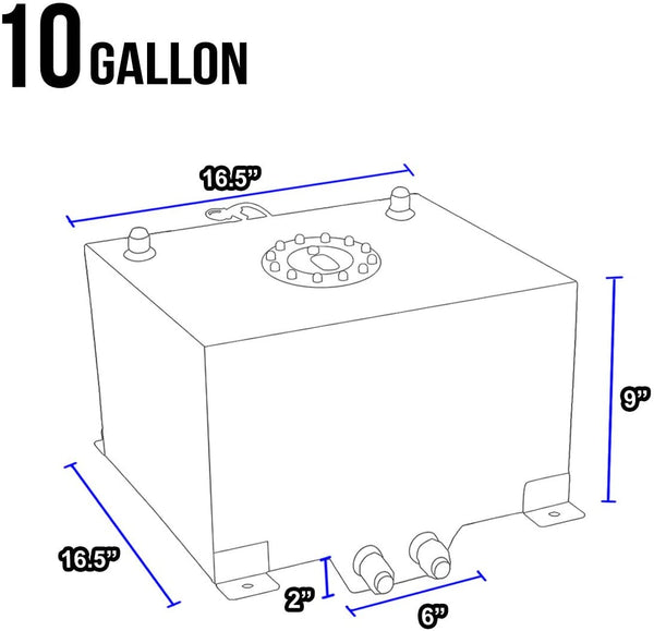 Fuel Cell Gas Tank ALU-FT-T4-ALU-BK Aluminum 10-Gallon