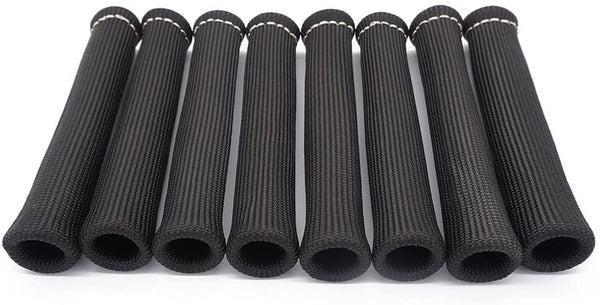 Spark Plug Wires Boots Heat Shields Protector Covers Sleeves 8 Pack (Black)